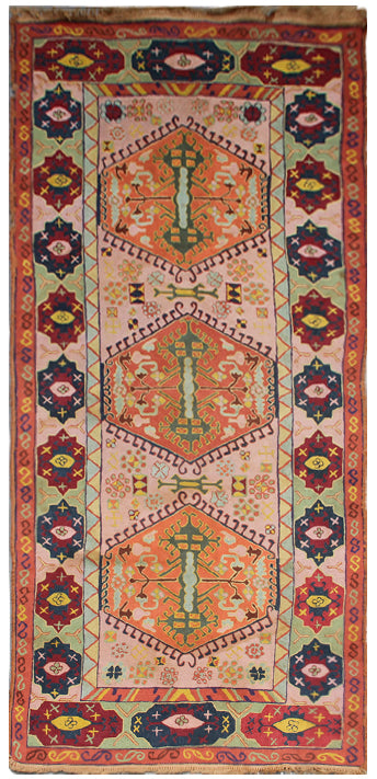 Vintage European Tetex Hooked Rug | Caucasian Design Rug