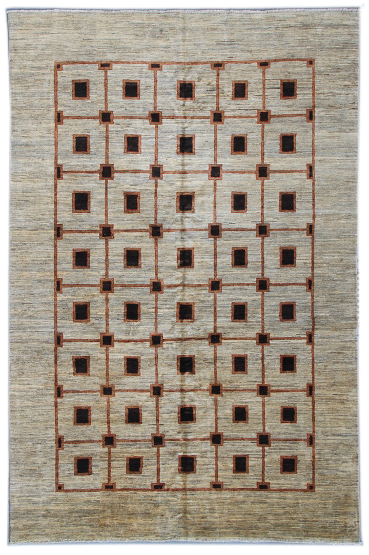 6'x9'One Of A Kind Hand Knotted Wool Area Rug