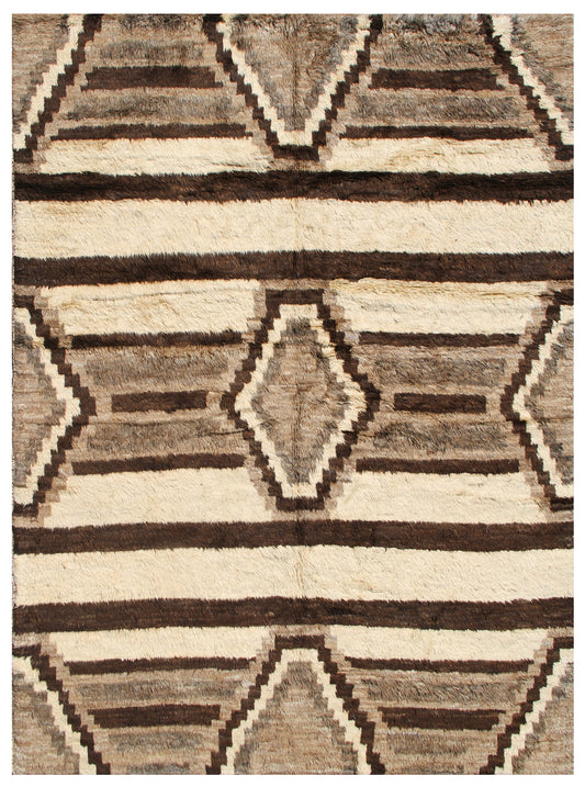 10x8 American Navajo Design Shag Hand-Knotted Area Rug