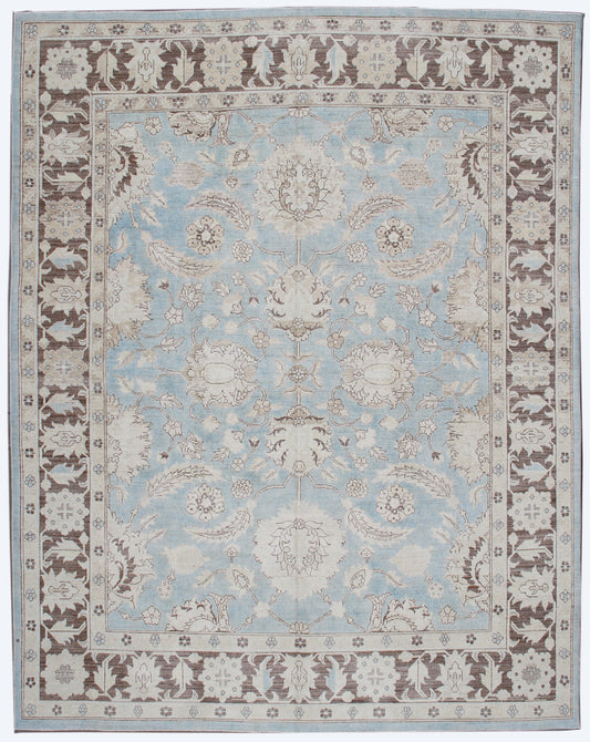 8'x10' Blue Sultanabad Design Ariana Traditional Hand-knotted Area Rug