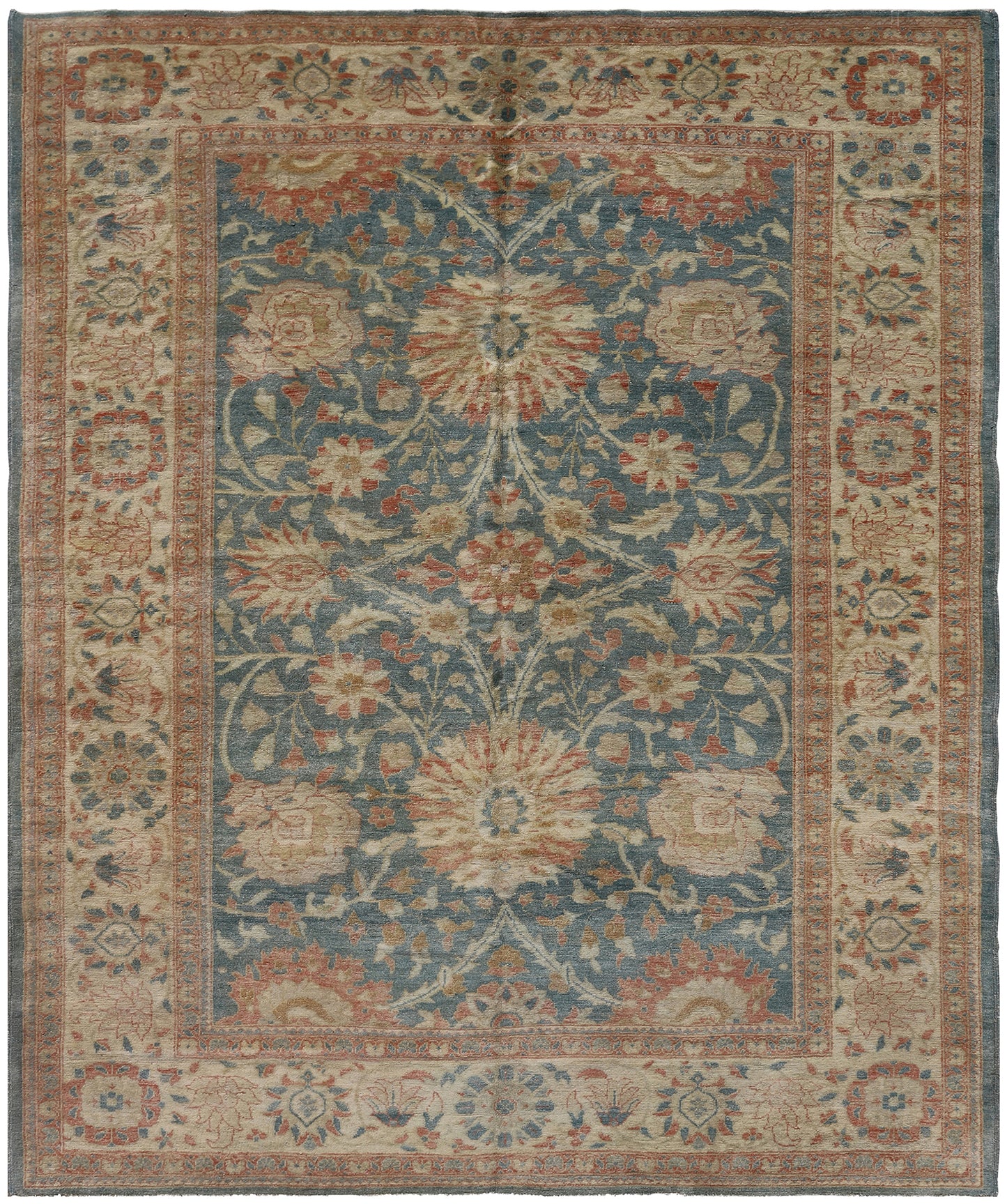 8'x10' Green and Terra Cotta Sultanabad Design Rug