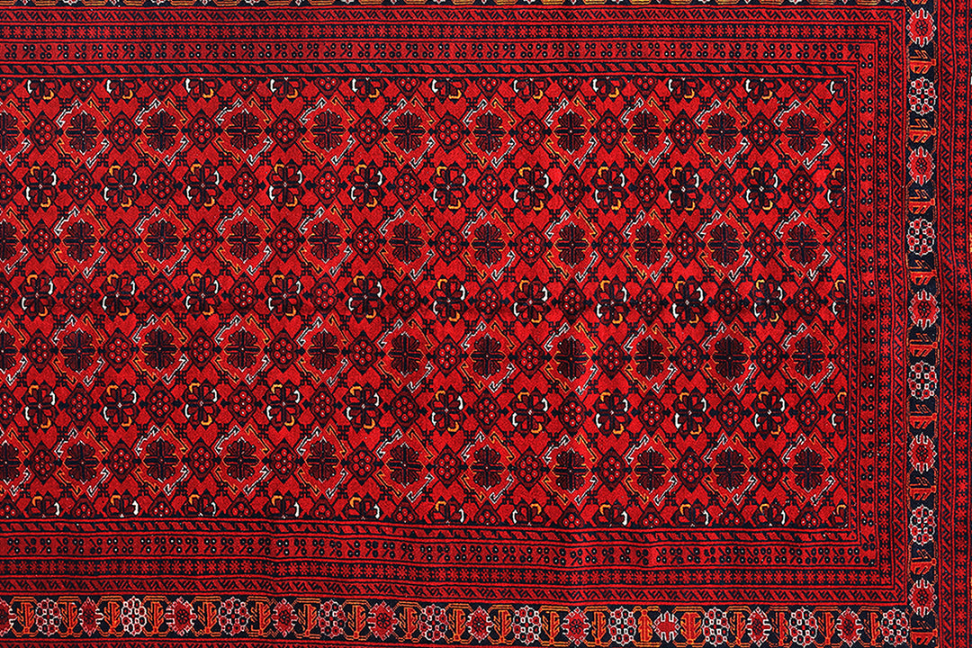 6'x9' Red Afghan Bashir Motive Rug