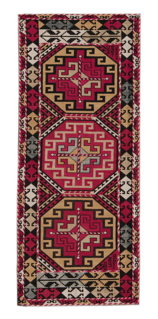 2'x5' Vintage Uzbek Needlepoint Suzani Textile