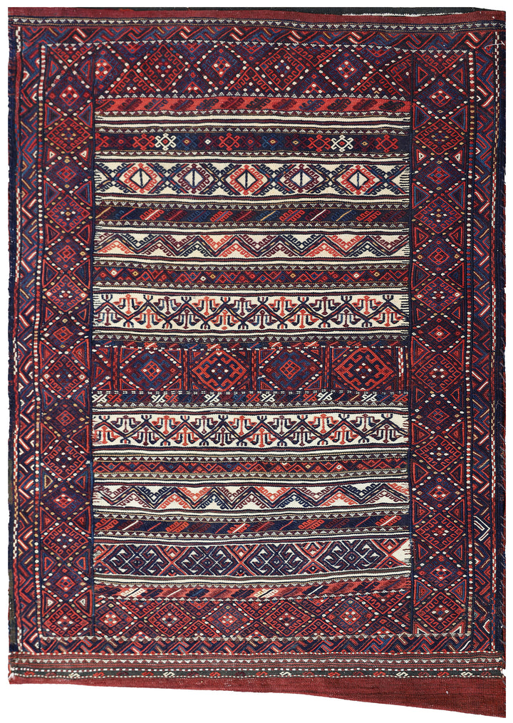 3'x4' Persian Verneh Soumak Weave Tribal Storage Bag