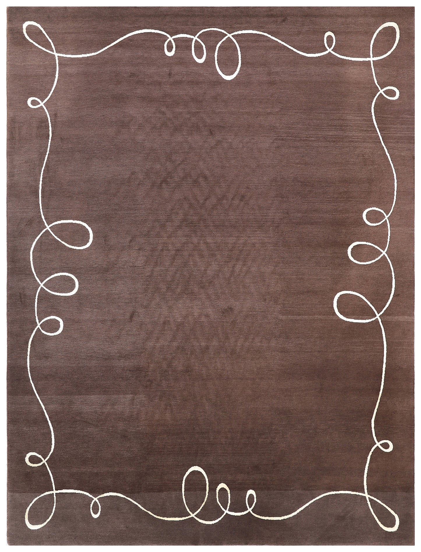10x12 Contemporary Brown And White Tibetan Rug