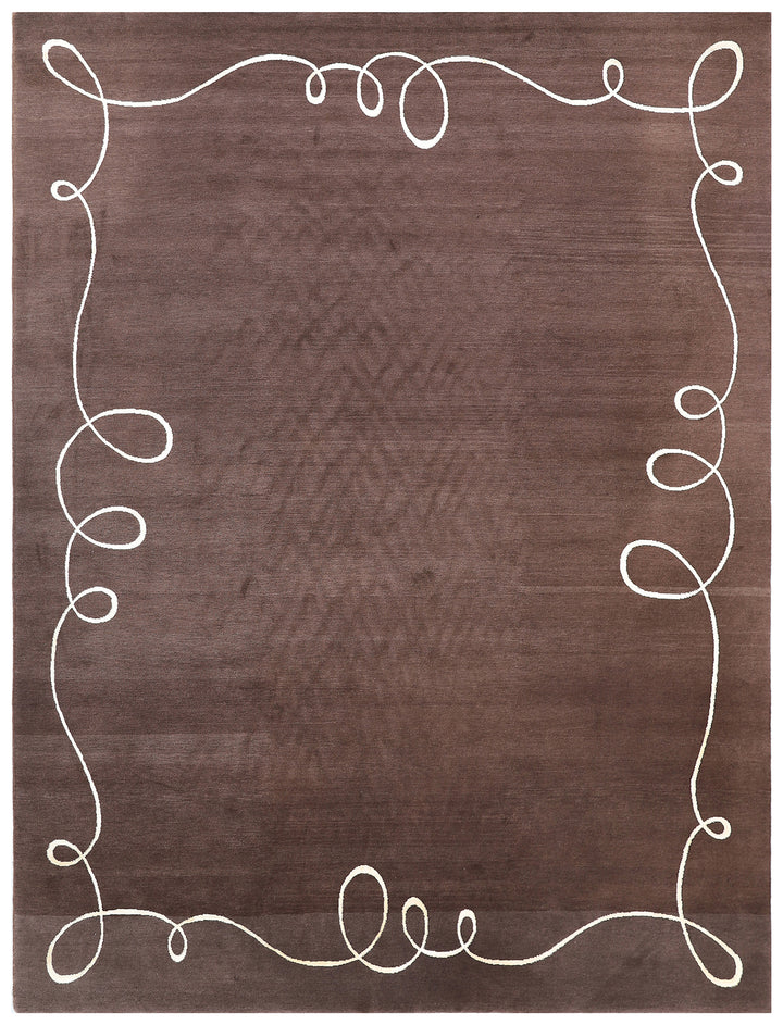 10'x12' Contemporary Brown And White Tibetan Rug