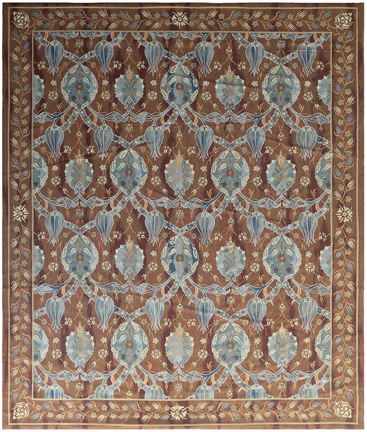 9'x11' Brown Blue Ottoman Design Ariana Kilim