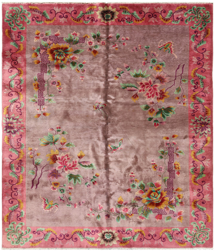 8'x10' Pink Art Deco Chinese Vintage Rug