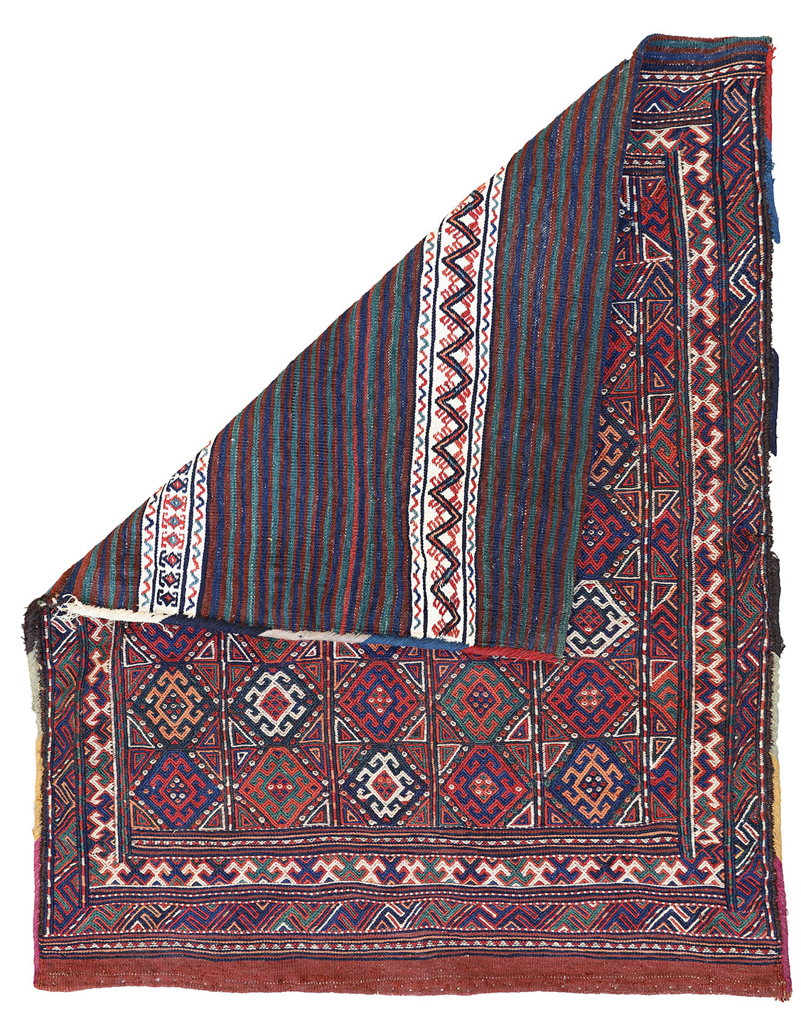 2'x3' Vintage Soumak Weave Persian Bag-face Storage Bag Rug