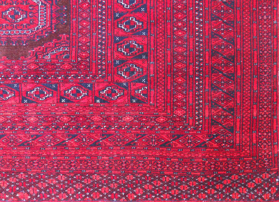 7'x11' Antique Afghan Brown Turkman Saruk Rug