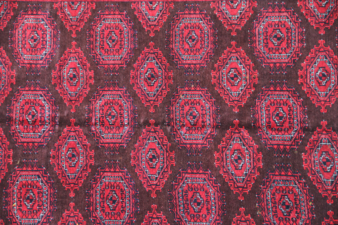 7'x11' Antique Afghan Brown Turkman Saruk Rug