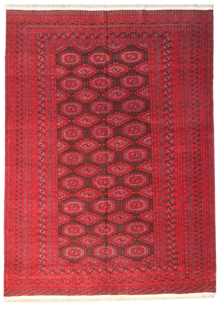 7'x11' Antique Afghan Brown Turkman Saruk Rug