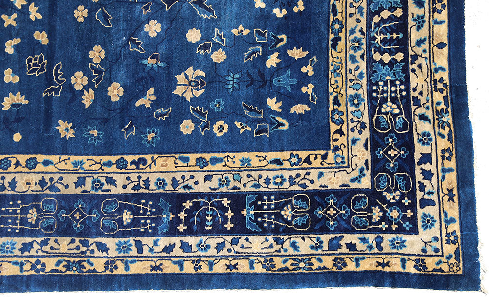 10'x14' Antique Chinese Peking | Blue Floral Rug