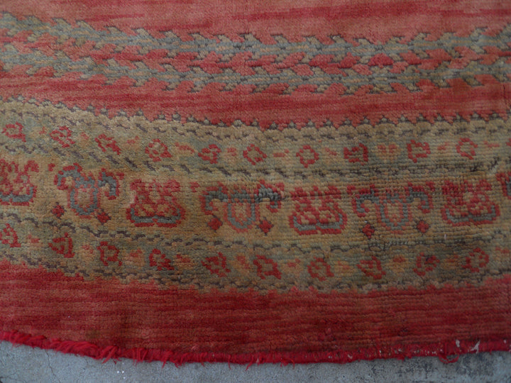 19'x19' Round Orange Red Gold Vintage Antique European Savonnerie Round Rug