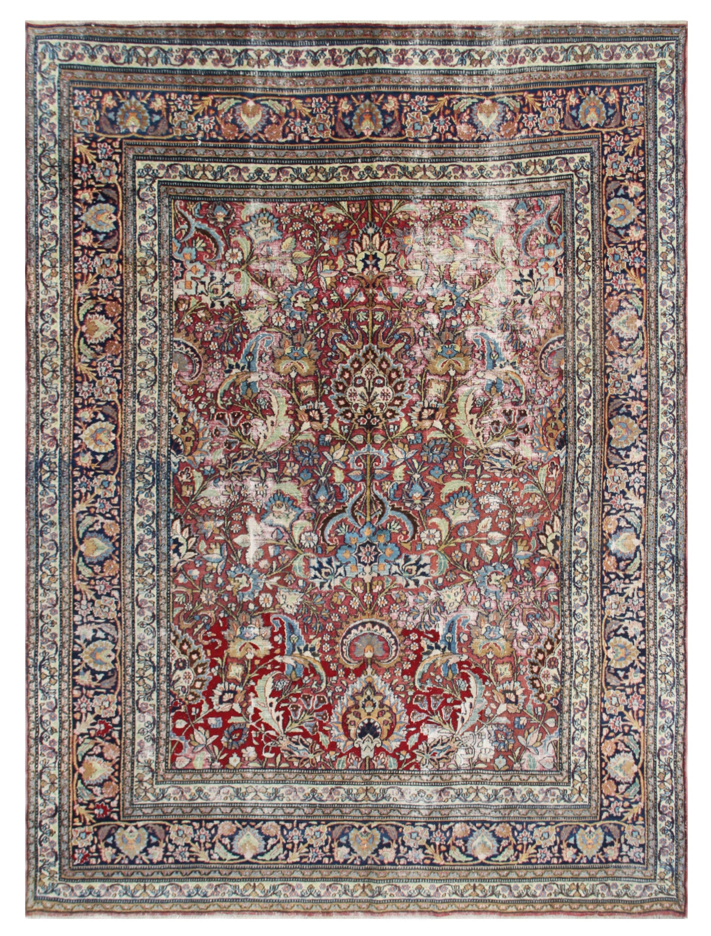 9'x12' Burgundy Antique Persian Mashhad Rug