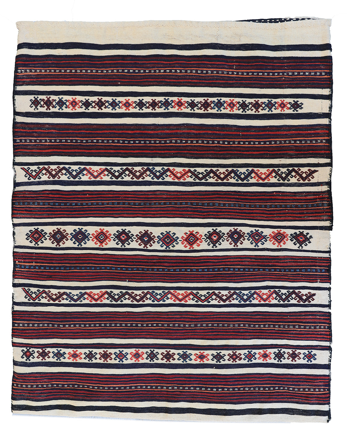 3'x5' Soumak Weave Vintage Tribal Persian Bag-face With Original Back