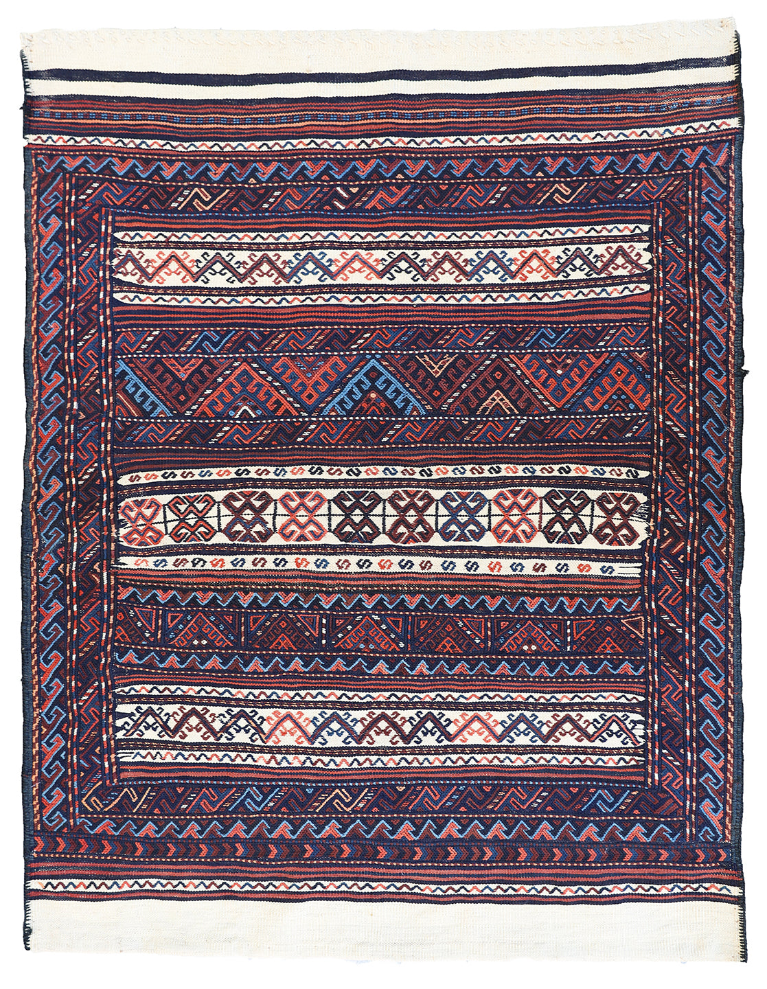 3'x5' Soumak Weave Vintage Tribal Persian Bag-face With Original Back