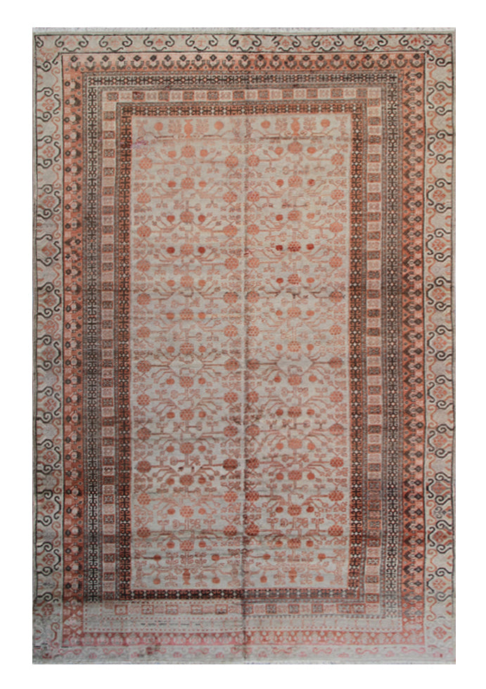 8'x16' Antique Samarkand Pomegranate Design Rug