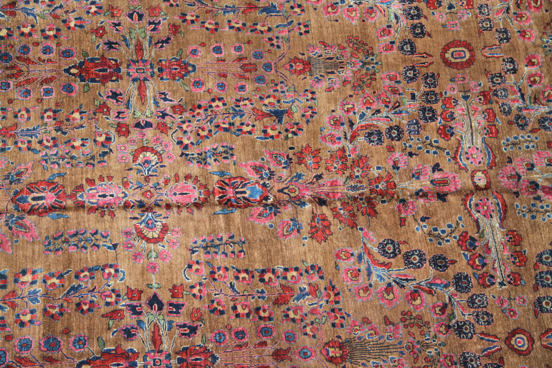 10'x19' Gold Vintage Persian Sarouk Rug