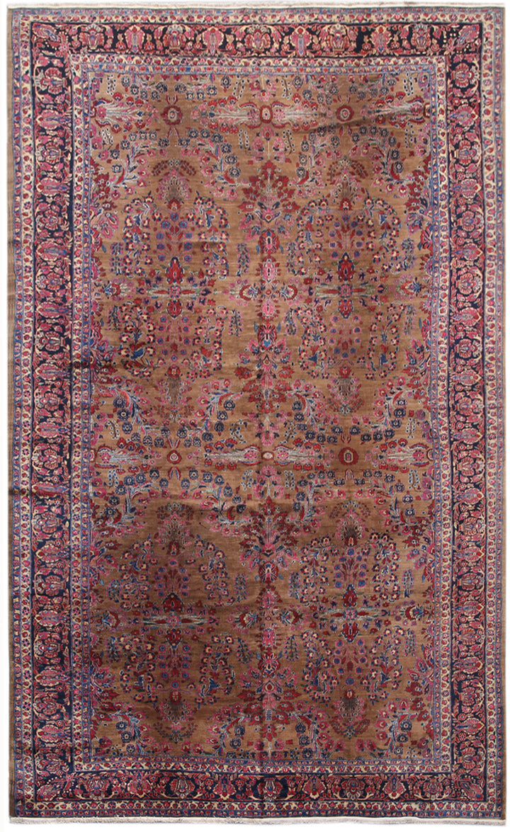 10'x19' Gold Vintage Persian Sarouk Rug