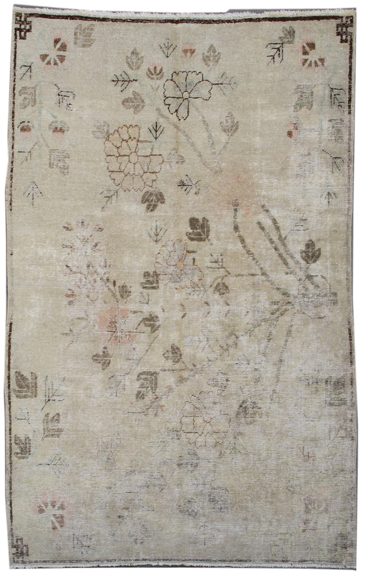 4'x6' Distressed Washed-out Vintage Antique Samarkand Khotan Area Rug