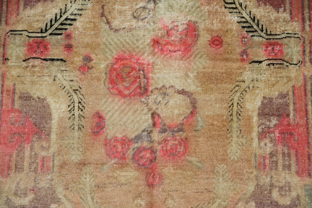 5x8 Pink Green Floral Vintage Antique Samarkand Area Rug