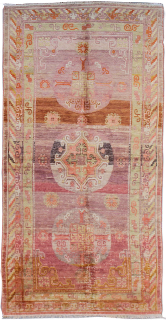 4'x8' Purple Pink Vintage Antique Samarkand Khotan Area Rug