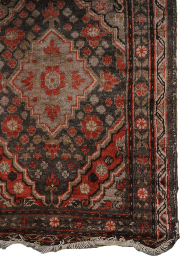 16.05 x 2.04 Grey Purple Red Vintage Antique Samarkand Khotan Runner