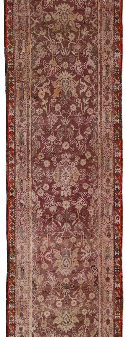 3'x17' Rare Runner Antique Samarkand Rug