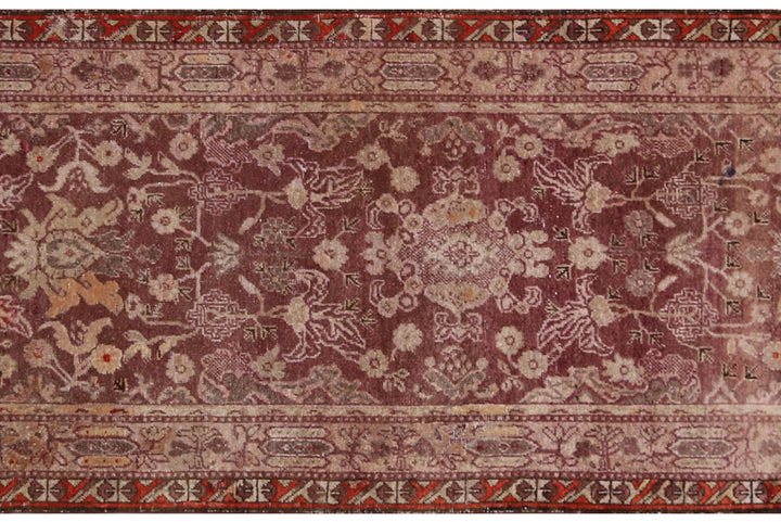 3'x17' Rare Runner Antique Samarkand Rug