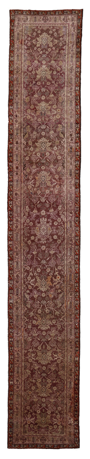 3'x17' Rare Runner Antique Samarkand Rug