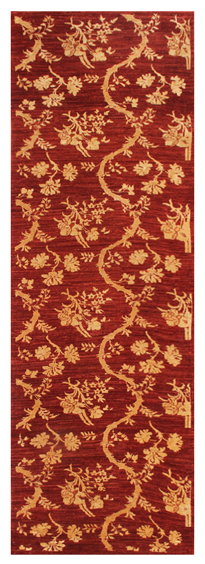 9.08 x  3.01 Chinese Red French Chinoiserie Design Ariana Traditional Area Rug