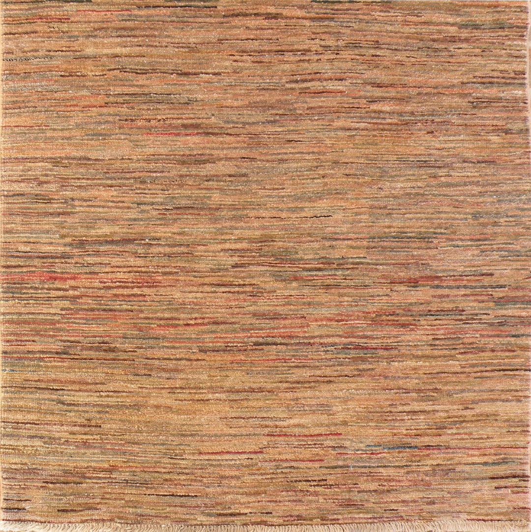 3'x9' Multi Color Stria Design Ariana Modern Hand Knotted Wool Runner Rug