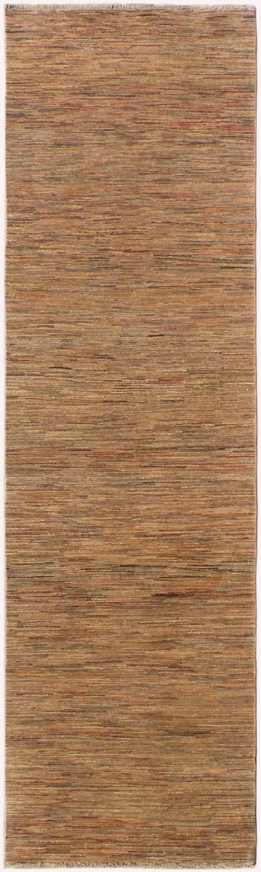 3'x9' Multi Color Stria Design Ariana Modern Hand Knotted Wool Runner Rug