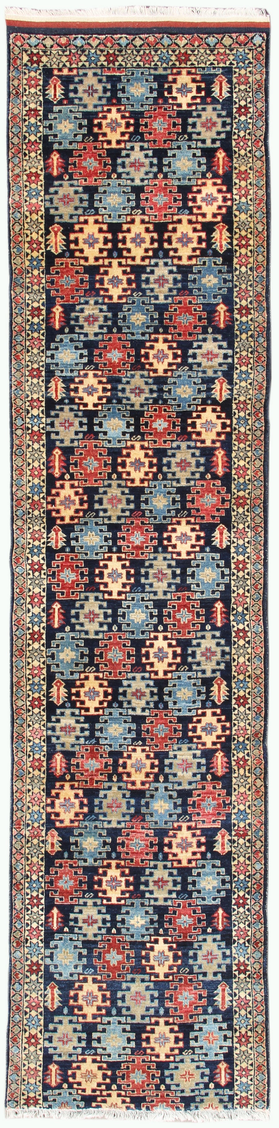 3'x11' Long Unique Hand-knotted Navy Shirvan Design Ariana Traditional Multi Runner Rug