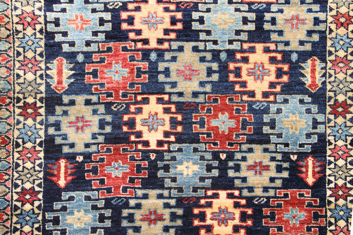 3'x11' Long Unique Hand-knotted Navy Shirvan Design Ariana Traditional Multi Runner Rug