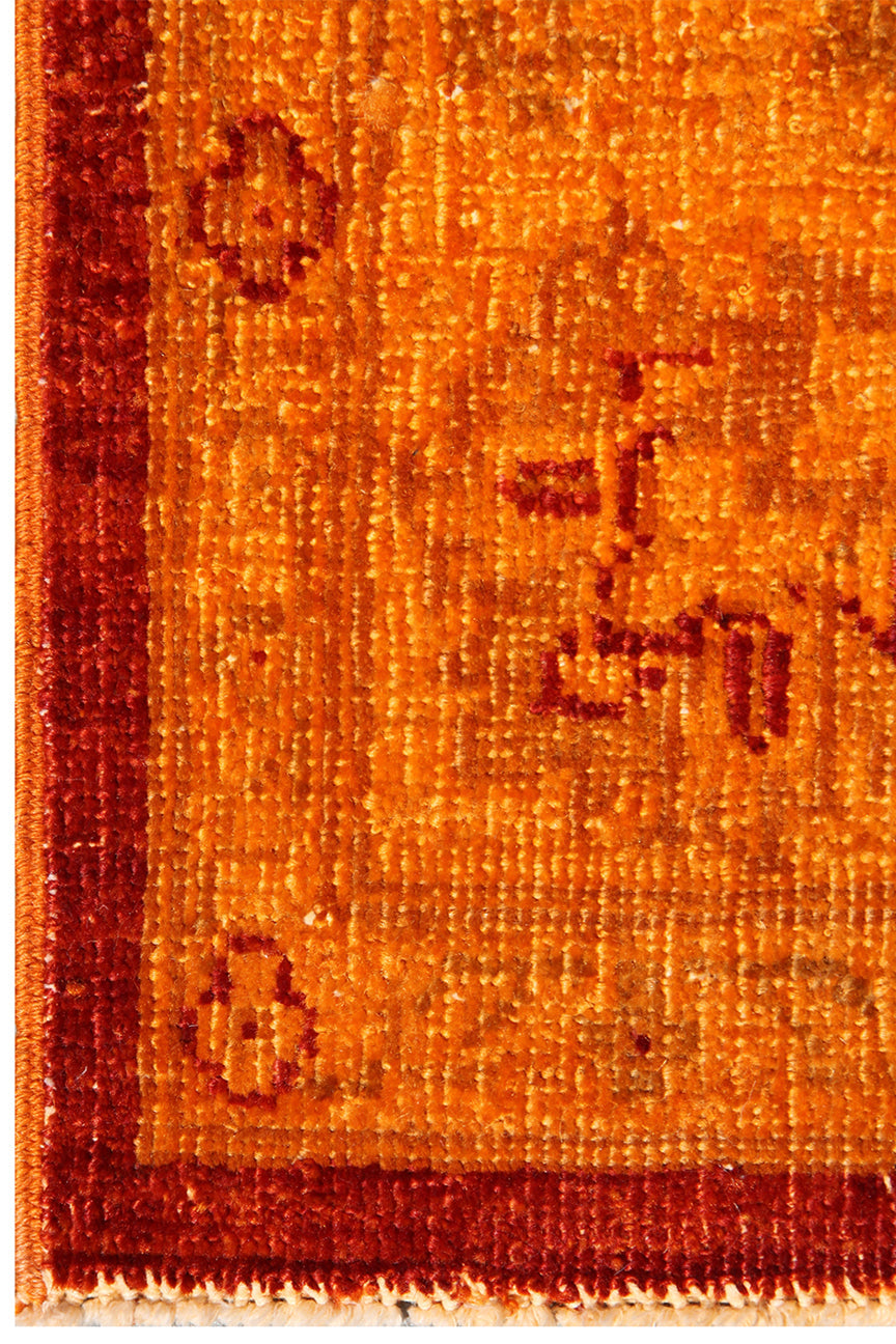 5'x7' Orange Red Persian Tabriz Design Ariana Overdyed Rug