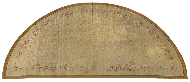 5'x10' Antique French Aubusson Kilim Rug |Half Moon Shape Rug