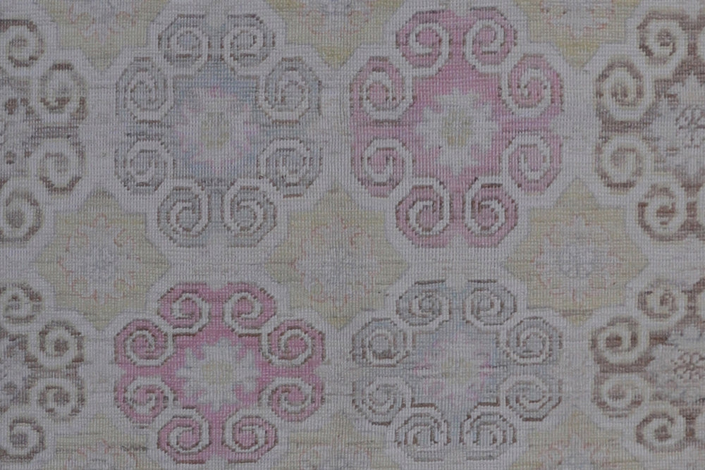 5x7 Ariana Samarkand Khotan Geometric Ivory Pink Blue Rug