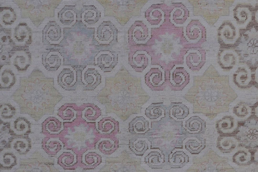 5x7 Ariana Samarkand Khotan Geometric Ivory Pink Blue Rug