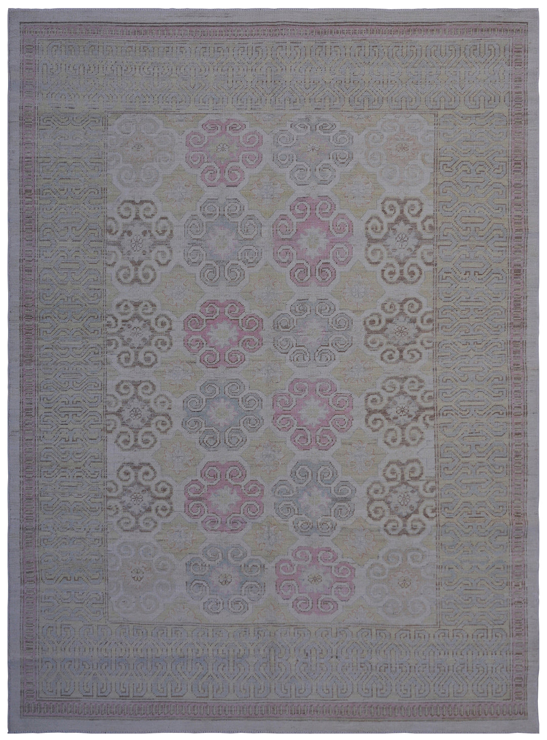 5x7 Ariana Samarkand Khotan Geometric Ivory Pink Blue Rug