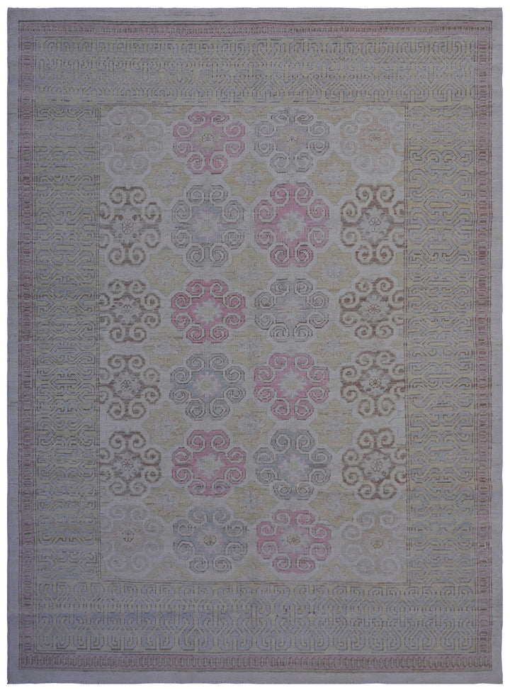 5x7 Ariana Samarkand Khotan Geometric Ivory Pink Blue Rug