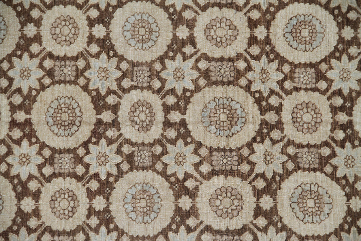 5x7 Ariana Traditional Brown and Ivory Geometric Tabriz Rug