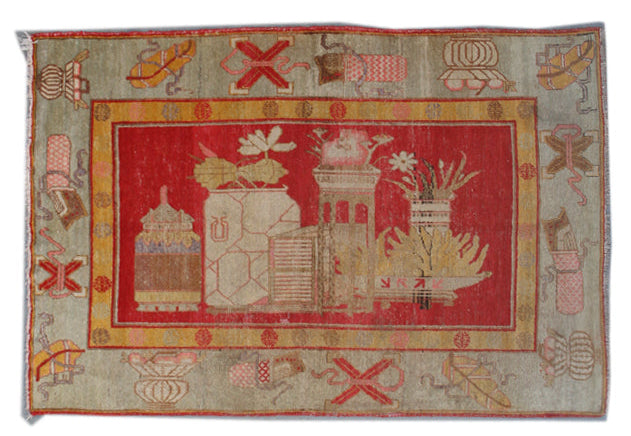 5'x7' Vintage Wool Rug | Samarkand | Yarkand Wool Rug