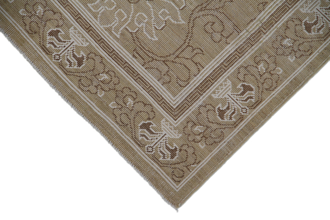 5'x7' Wool Area Rug | Ariana Samarkand | White & Brown Rug