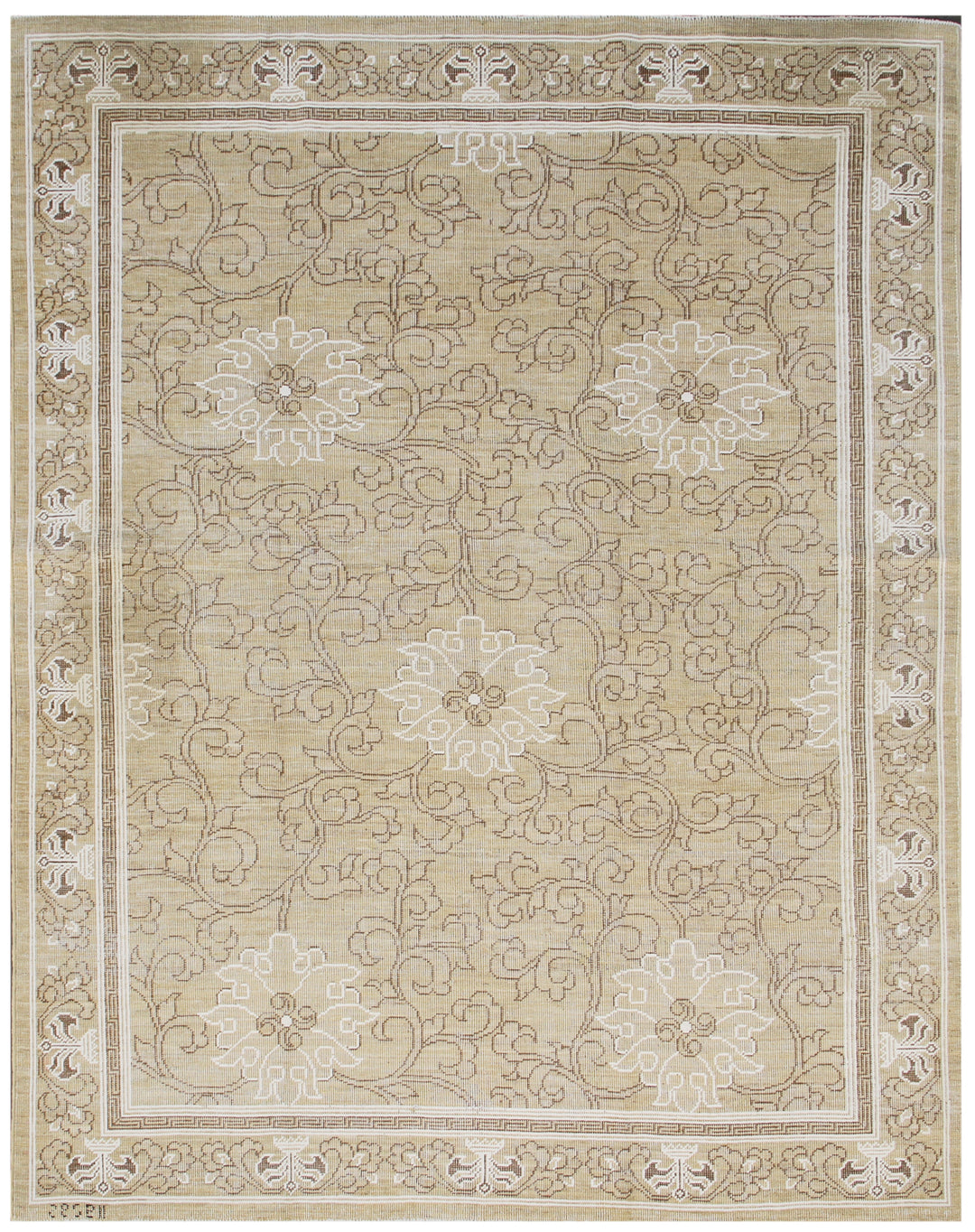 5'x7' Wool Area Rug | Ariana Samarkand | White & Brown Rug