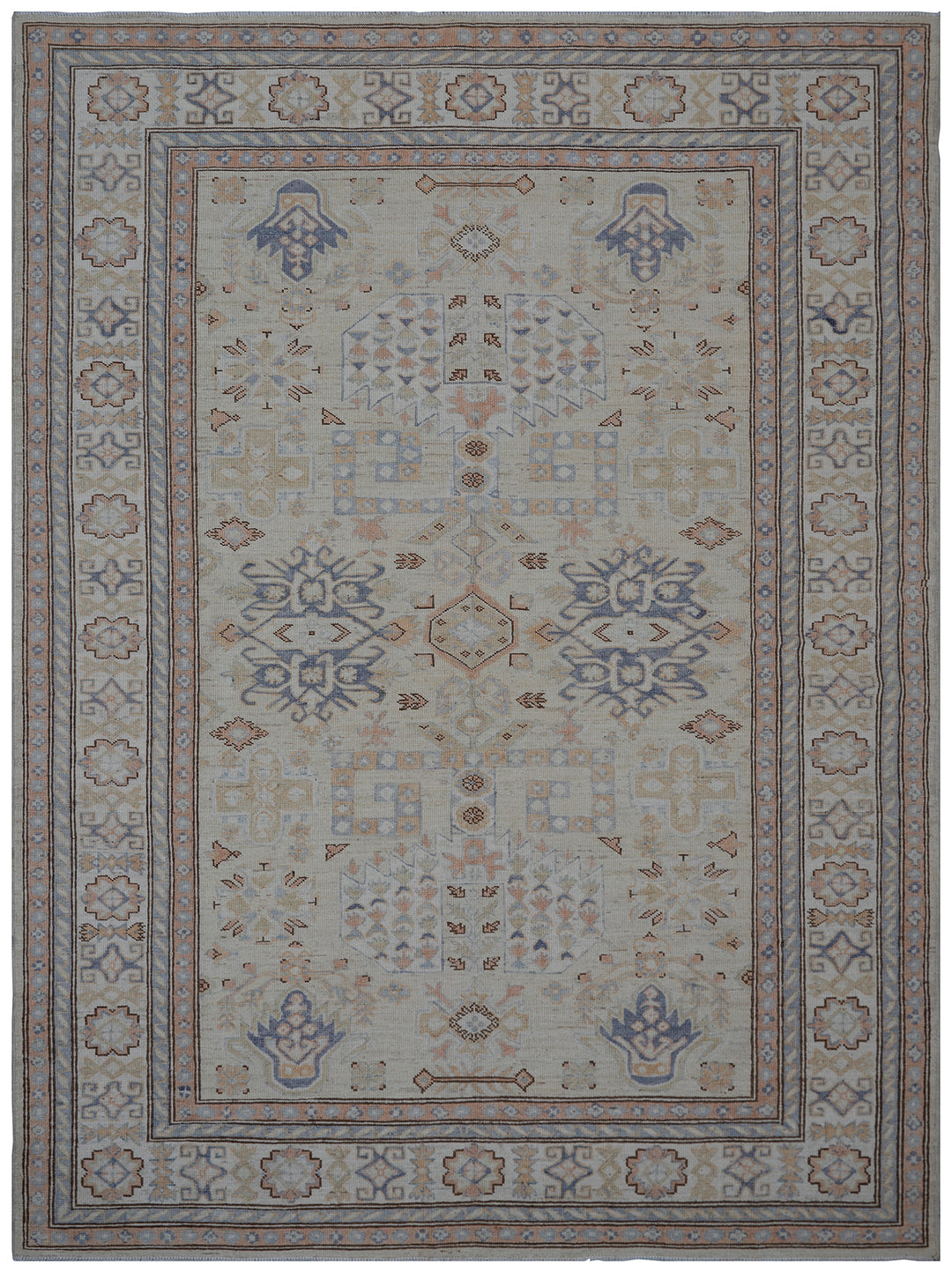 5'x7' Wool Area Rug | Hand-knotted Geometric Design Rug