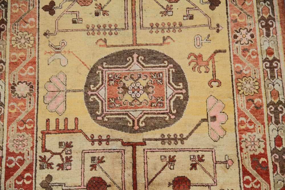 5'x9' Vintage Samarkand Rug – Hand-Knotted, Earthtone Wool Rug