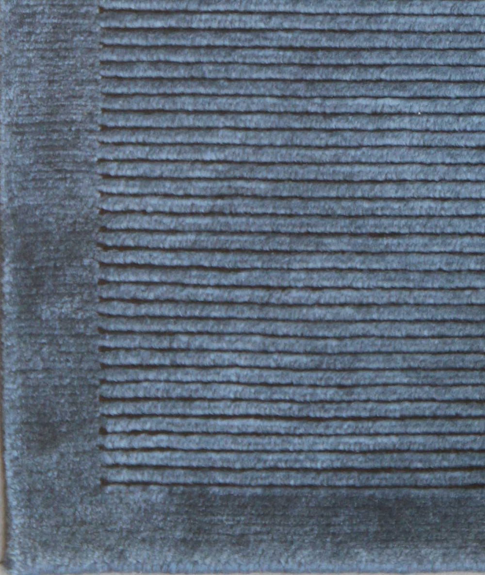 6' x 9' Blue & Black Indo-Tibetan Rug Hand-Knotted Cut & Loop Pile