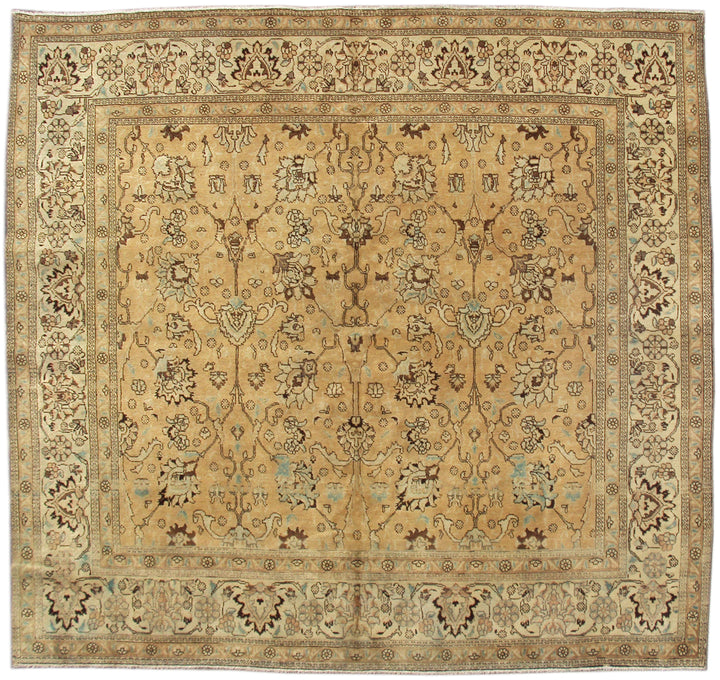 10'x10' Vintage Soft Color Floral Tabriz Rug